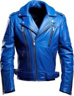 Men’s Blue Genuine Leather Jacket Men - Premium Jacket Front (2)