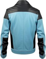 Men’s Blue Genuine Leather Jacket - Premium Jacket Back