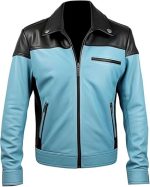 Men’s Blue Genuine Leather Jacket - Premium Jacket Front