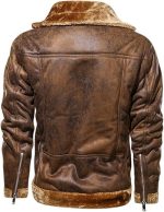 MEN’S BROWN GENUINE LEATHER JACKET - Image 2