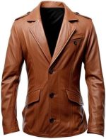 Men’s Brown Genuine Leather Jacket Men - Premium Jacket Front2