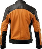 MEN'S GENUINE ORANGE LEATHER JACKET - Image 2