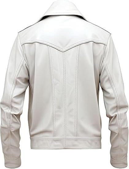 Men’s White Genuine Leather Jacket Men - Premium Jacket Back