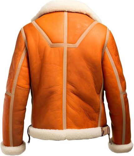 Orange Aviator Leather Jacket