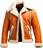 Orange Aviator Leather Jacket