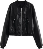 Women’s Black Genuine Leather Jacket Front