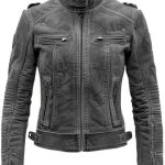Women's Black Leather Jacket Fornt