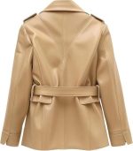 Women’s Brown Genuine Leather Jacket - Premium Jacket Back