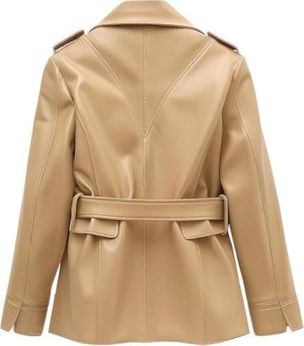 Women’s Brown Genuine Leather Jacket - Premium Jacket Back