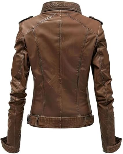 Women’s Brown Genuine Leather Jacket - Premium Jacket Back2