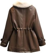 Women’s Brown Genuine Leather Jacket Women - Premium Jacket Back3