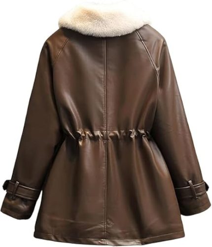 Women’s Brown Genuine Leather Jacket Women - Premium Jacket Back3