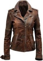 Women’s Brown Genuine Leather Jacket Women - Premium Jacket Front4