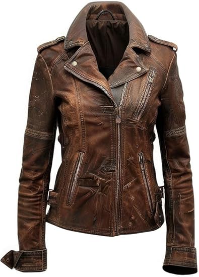 Women’s Brown Genuine Leather Jacket Women - Premium Jacket Front4