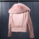 Women's Genuine Pink Leather Jacket Back