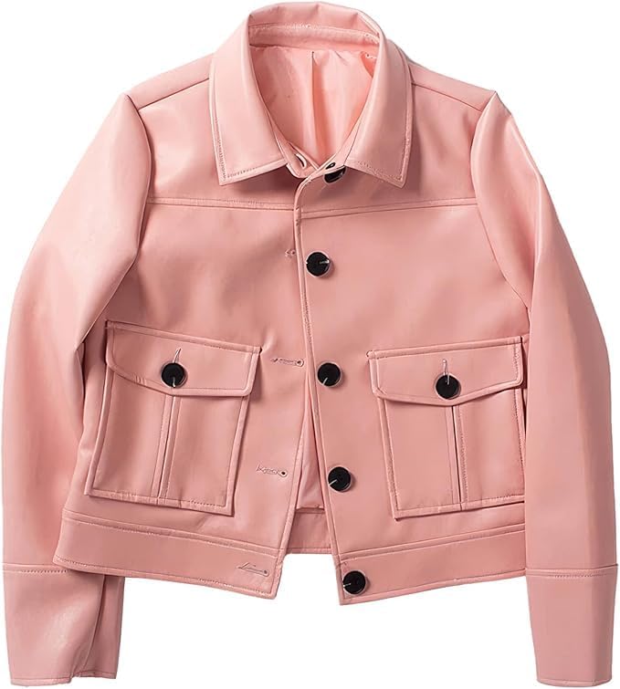 Women’s Pink Genuine Leather Jacket - Premium Jacket Front Women’s Pink Genuine Leather Jacket - Premium Jacket Front