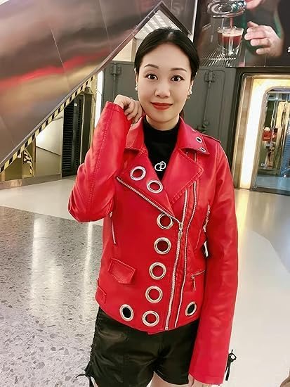 Women’s Red Genuine Leather Jacket - Premium Jacket Front 1