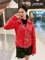 Women’s Red Genuine Leather Jacket - Premium Jacket Front 3