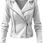 Women’s White Leather Jacket Front
