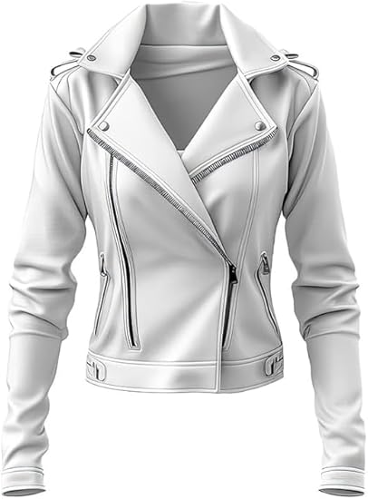 Women’s White Leather Jacket Front
