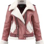 Wome’s Pink Genuine Leather Jacket Women Font