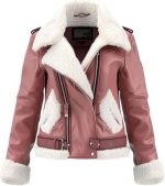 Wome’s Pink Genuine Leather Jacket Women Font