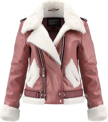 Wome’s Pink Genuine Leather Jacket Women Font