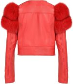 RED GENUINE LEATHER JACKET WOMEN'S - Image 2