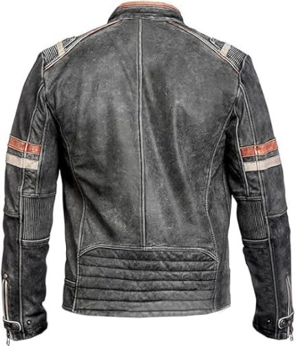 Men’s Biker Genuine Leather Jacket Back