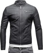 Men’s Black Geniune Leather Jacket Front3 (1)