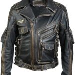 Men’s Black Genuine Leather Jacket - Biker Jacket Front