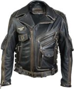 Men’s Black Genuine Leather Jacket - Biker Jacket Front