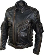 Men’s Black Genuine Leather Jacket - Biker Jacket Front1