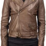Men’s Brown Geniune Leather Jacket Front