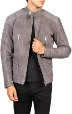 Men’s Gery Genuine Leather Jacket front