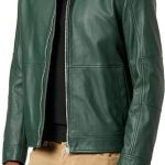 Men’s Green Genuine Leather Jacket Front