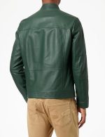 Men’s Green Genuine Leather Jacket Side