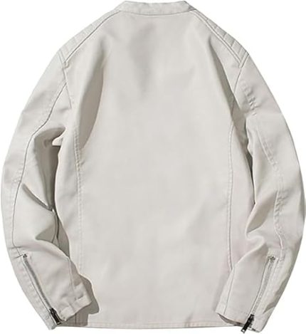 Men’s & Women’s White Genuine Leather Jacket Unisex Back