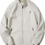 Men’s & Women’s White Genuine Leather Jacket Unisex Front