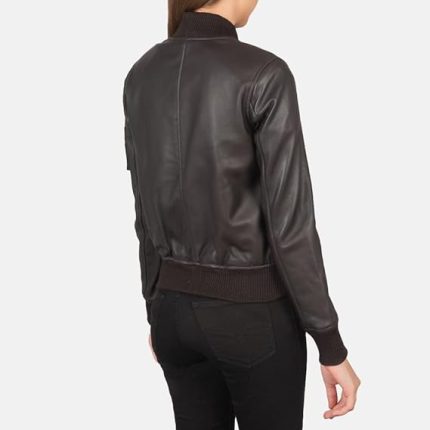 Women’s Black Genuine Leather Jacket Back1