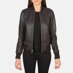 Women’s Black Genuine Leather Jacket Front1(1)