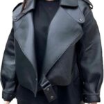 Women’s Black Genuine Leather Jacket Front2