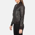 Women’s Black Genuine Leather Jacket Side