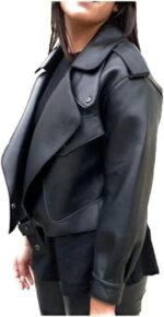 Women’s Black Genuine Leather Jacket Side2