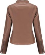 Women’s Brown Genuine Leather Jacket Back4