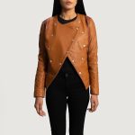 Women’s Brown Genuine Leather Jacket Front2
