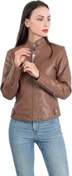 Women’s Brown Genuine Leather Jacket Front4 (1)