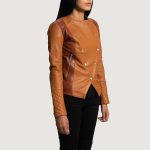 Women’s Brown Genuine Leather Jacket Side