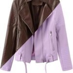 Women’s Brown & Purple Genuine Leather Jacket Both