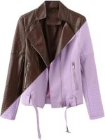 Women’s Brown & Purple Genuine Leather Jacket Both